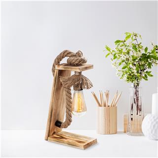Ahşap Tekli Masa Lambası Natural Ahşap Erebos-Kn13