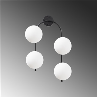 Modern Siyah 4lü Duvar Aplik Beyaz Glop Cam E14Duy Salon Antre Dekoratif Duvar Lambası,JEWEL-10595