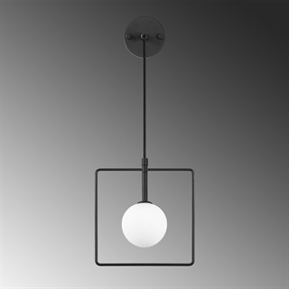 Camlı Tekli Aplik Pütürlü Siyah Geometrı-11115
