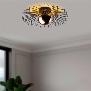Tel Başlık Model Metal Plafönyer Avize Siyah, Dekoratif Tavan Aydınlatma KAYA-15225-L