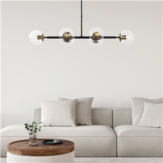 Camlı 6Lı Avize Pütürlü Siyah Fazlı-10495