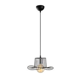 Fötr Şapka Model Tekli Tel Sarkıt Avize Siyah, Dekoratif Metal Lamba FOTRTEL-L-6721