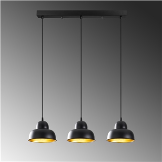 Metal Sıvama 3Lü Sıralı Sarkıt Pütürlü Siyah Gold Cakır-180Black-2