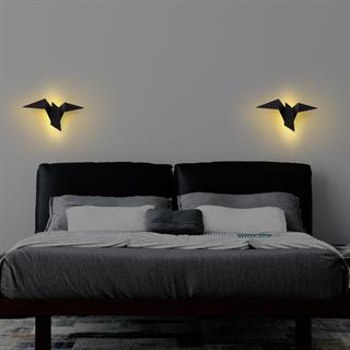 Kuş Figür Modern Küçük Boy Ledli Aplik Siyah, Duvar Led Aydınlatma 3000K Sarı Işık PACALI-13500-M