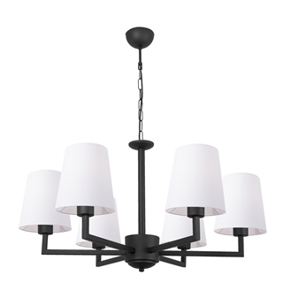 Abajur Başlıklı 6Lı Avize Pütürlü Siyah Profıl-4643