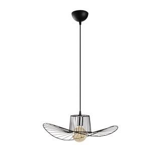 Fötr Şapka Model Tekli Tel Sarkıt Avize Siyah, Dekoratif Metal Lamba FOTRTEL-L-6721