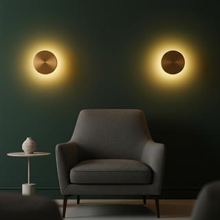 Aura Ledli Metal Sıvama Tekli Duvar Aplik Çap 15 cm,Eskitme Altın,Ambiyans Aydınlatma AURA-15520-M