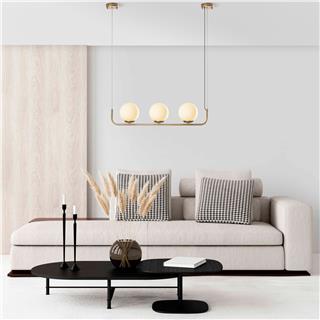 Camlı 3Lü Avize Parlak Gold Faruk-13716