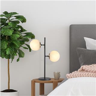 Camlı 2Li Masa Lambası Pütürlü Siyah Fazlı-10423