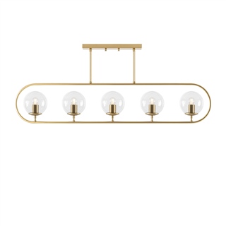 Camlı 5Li Avize Parlak Gold Jewel-10626