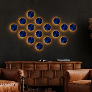 Aura Ledli Metal Sıvama Tekli Duvar Aplik Çap 20 cm,Metalik Mavi,Ambiyans Aydınlatma AURA-15520-L