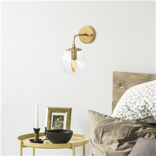 Camlı Tekli Aplik Parlak Gold Horn-12216