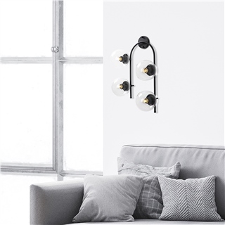 Camlı 4Lü Aplik Pütürlü Siyah Jewel-10590