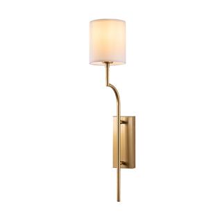 Lumora Modern Silindir Kumaş Abajur Aplik Beyaz Gold Gövde, Lüks Duvar Lambası LUMORA-15337