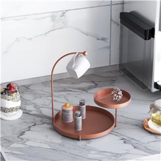 Bakır Dekoratif Metal 2 Katlı Sunum Tepsisi Takı Standı Çok Amaçlı Düzenleyici Organizer,GED-002-A