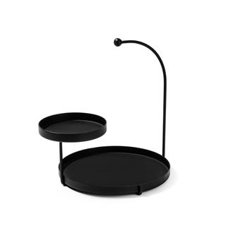 Siyah Dekoratif Metal 2 Katlı Sunum Tepsisi Takı Standı Çok Amaçlı Düzenleyici Organizer,GED-002
