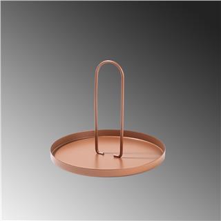 Bakır Dekoratif Metal Yuvarlak Kulplu Sunum Tepsisi Banyo Mutfak Düzenleyici Organizer,GED-003-A