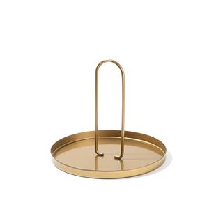 Altın Dekoratif Metal Yuvarlak Kulplu Sunum Tepsisi Banyo Mutfak Düzenleyici Organizer,GED-003-B