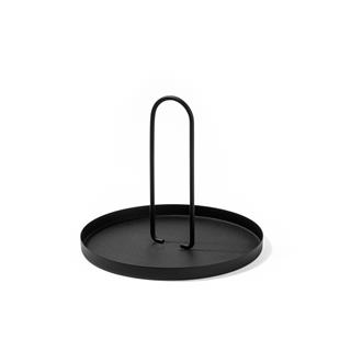 Siyah Dekoratif Metal Yuvarlak Kulplu Sunum Tepsisi Banyo Mutfak Düzenleyici Organizer,GED-003