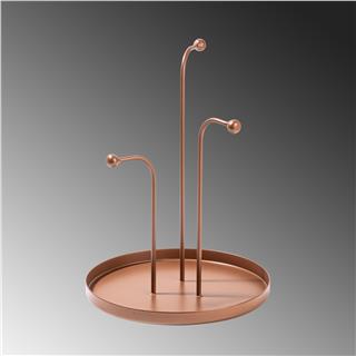 Mat Bakır Dekoratif Metal 3 Kollu Askılık Takı Standı Sunum Tepsisi Çok Amaçlı Organizer,GED-004-A