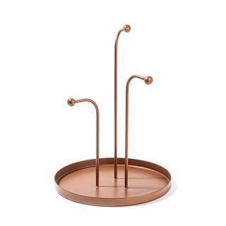 Mat Bakır Dekoratif Metal 3 Kollu Askılık Takı Standı Sunum Tepsisi Çok Amaçlı Organizer,GED-004-A