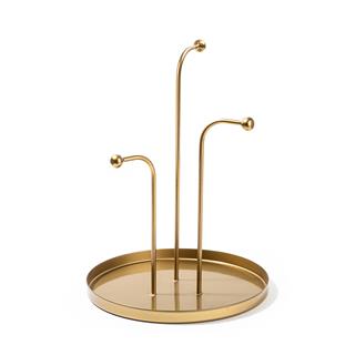 Altın Gold Dekoratif Metal 3 Kollu Askılık Takı Standı Sunum Tepsisi Çok Amaçlı Organizer,GED-004-B