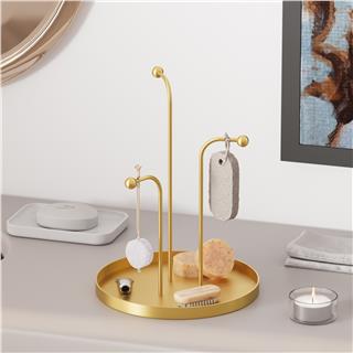 Altın Gold Dekoratif Metal 3 Kollu Askılık Takı Standı Sunum Tepsisi Çok Amaçlı Organizer,GED-004-B