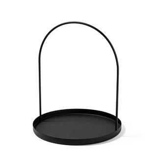 Mat Siyah Dekoratif Metal Kulplu Yuvarlak Sunum Tepsisi Çok Amaçlı Mumluk Banyo Organizer,GED-005