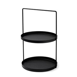 Mat Siyah Dekoratif Metal 2 Katlı Kulplu Sunum Tepsisi Mutfak Banyo Düzenleyici Organizer,GED-006