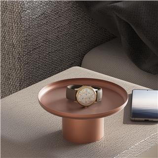 Mat Bakır Dekoratif Metal 3lü Set Yuvarlak Sunum Tepsisi Mumluk Mutfak Salon Obje Seti,GED-007-A