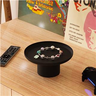 Mat Siyah Dekoratif Metal 3lü Set Yuvarlak Sunum Tepsisi Mumluk Mutfak Salon Obje Seti,GED-007