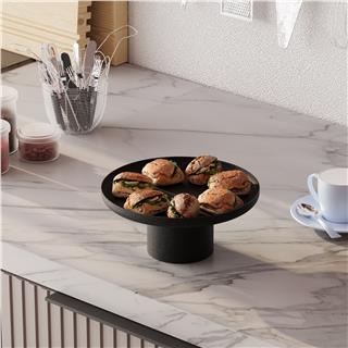 Mat Siyah Dekoratif Metal 3lü Set Yuvarlak Sunum Tepsisi Mumluk Mutfak Salon Obje Seti,GED-007