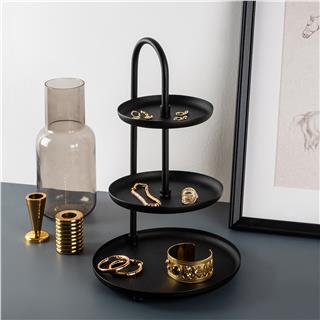Dekoratif Siyah Metal 3 Katlı Sunum Tepsisi Takı Standı Mutfak Banyo Düzenleyici Organizer,GED-008
