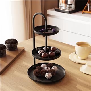 Dekoratif Siyah Metal 3 Katlı Sunum Tepsisi Takı Standı Mutfak Banyo Düzenleyici Organizer,GED-008