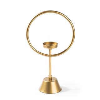 Dekoratif Altın Gold Metal Halka Şamdan Ayaklı Tealight Mumluk Salon Masa Üstü Modern Obje,GED-010-B