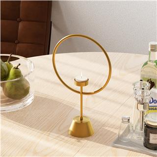 Dekoratif Altın Gold Metal Halka Şamdan Ayaklı Tealight Mumluk Salon Masa Üstü Modern Obje,GED-010-B