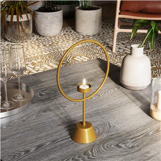 Dekoratif Altın Gold Metal Halka Şamdan Ayaklı Tealight Mumluk Salon Masa Üstü Modern Obje,GED-010-B