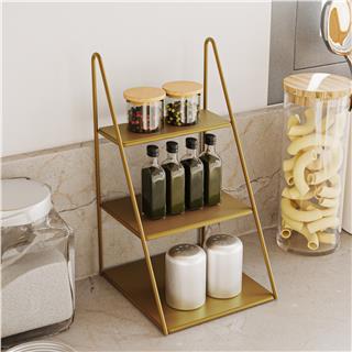 Dekoratif Gold Metal 3 Katlı Raf Mutfak Banyo Tezgah Üstü Düzenleyici Baharatlık Standı,GED-011-B