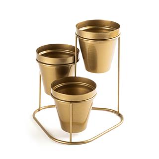 Dekoratif Altın Metal 3lü Saksılık Kalemlik Standı Masa Üstü Ofis Düzenleyici Organizer,GED-014-B