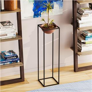 Dekoratif Metal Saksılık 80x28x28 cm Modern Ayaklı Siyah Çiçeklik Mumluk Kaktüs Standı,GED-020-B