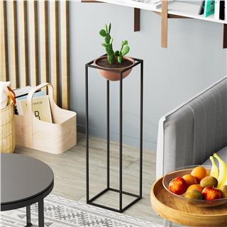 Dekoratif Metal Saksılık 80x28x28 cm Modern Ayaklı Siyah Çiçeklik Mumluk Kaktüs Standı,GED-020-B