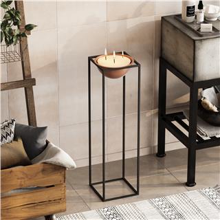 Dekoratif Metal Saksılık 80x28x28 cm Modern Ayaklı Siyah Çiçeklik Mumluk Kaktüs Standı,GED-020-B