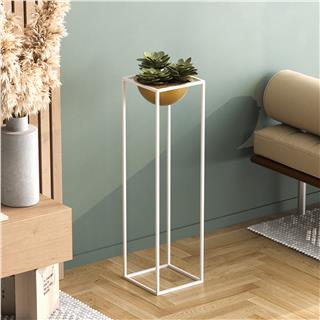 Dekoratif Metal Saksılık 80x28x28 cm Modern Ayaklı Beyaz Çiçeklik Mumluk Kaktüs Standı,GED-020-C