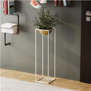 Dekoratif Metal Saksılık 80x28x28 cm Modern Ayaklı Beyaz Çiçeklik Mumluk Kaktüs Standı,GED-020-C