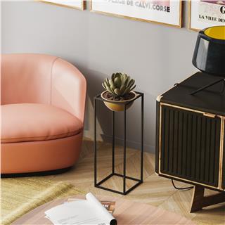 Dekoratif,Metal Saksılık 60x22x22 cm Modern Ayaklı Siyah Çiçeklik Mumluk Kaktüs Standı,GED-021-A