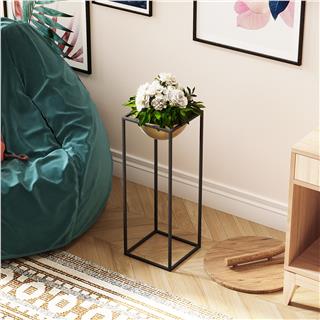 Dekoratif,Metal Saksılık 60x22x22 cm Modern Ayaklı Siyah Çiçeklik Mumluk Kaktüs Standı,GED-021-A