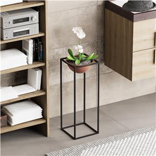 Dekoratif,Metal Saksılık 60x22x22 cm Modern Ayaklı Siyah Çiçeklik Mumluk Kaktüs Standı,GED-021-B