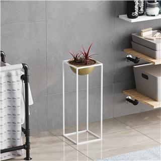 Dekoratif,Metal Saksılık 60x22x22 cm Modern Ayaklı Beyaz Çiçeklik Mumluk Kaktüs Standı,GED-021-C