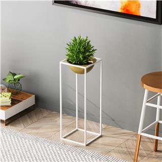 Dekoratif,Metal Saksılık 60x22x22 cm Modern Ayaklı Beyaz Çiçeklik Mumluk Kaktüs Standı,GED-021-C
