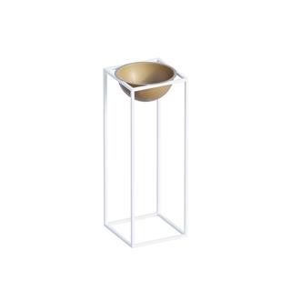 Dekoratif,Metal Saksılık 60x22x22 cm Modern Ayaklı Beyaz Çiçeklik Mumluk Kaktüs Standı,GED-021-C